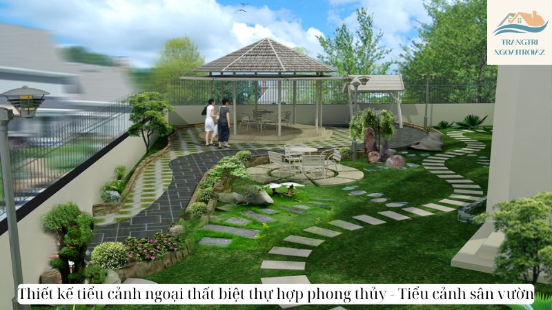 Thiết kế tiểu cảnh ngoại thất biệt thự hợp phong thủy - Tiểu cảnh sân vườn